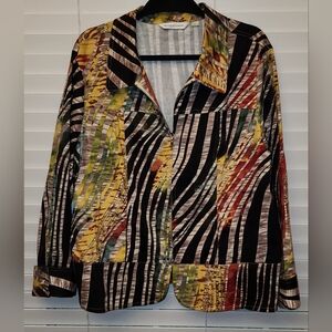 Draper’s & Damon’s Colorful Zebra Stripe Mixed Print Lightweight Jacket XL